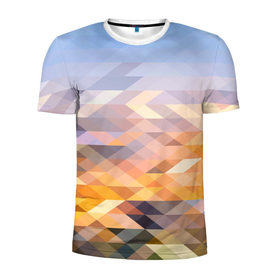 Мужская футболка 3D спортивная с принтом Абстрактный геометрический фон в Екатеринбурге, 100% полиэстер с улучшенными характеристиками | приталенный силуэт, круглая горловина, широкие плечи, сужается к линии бедра | абстракция | геометрический | мозаика | ромб | треугольник | триангуляция
