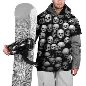 Накидка на куртку 3D с принтом Черепа в Екатеринбурге, 100% полиэстер |  | background | black | death | skeletons | skull | скелеты | фон | черепа | черный