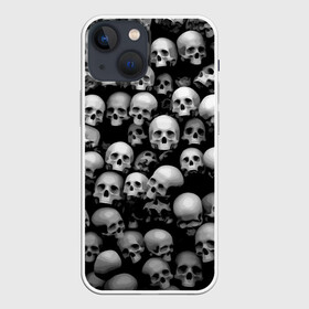 Чехол для iPhone 13 mini с принтом Черепа в Екатеринбурге,  |  | background | black | death | skeletons | skull | скелеты | фон | черепа | черный