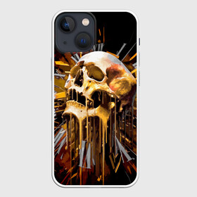 Чехол для iPhone 13 mini с принтом Череп в Екатеринбурге,  |  | background | black | clock | death | skeleton | skull | time | время | скелет | фон | часы | череп | черный