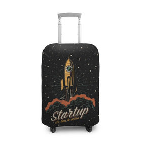 Чехол для чемодана 3D с принтом Startup Space в Екатеринбурге, 86% полиэфир, 14% спандекс | двустороннее нанесение принта, прорези для ручек и колес | cosmos | galaxy | planet | rocket | space | star | взлет | галактика | звезды | корабль | космос | планета | ракета