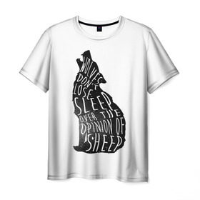 Мужская футболка 3D с принтом Wolves Dont Lose Sleep в Екатеринбурге, 100% полиэфир | прямой крой, круглый вырез горловины, длина до линии бедер | animal | beast | moon | night | rage | roar | wolf | вой | волк | волчица | животное | зверь | луна | ночь | рык | ярость