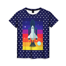 Женская футболка 3D с принтом Запуск ракеты в Екатеринбурге, 100% полиэфир ( синтетическое хлопкоподобное полотно) | прямой крой, круглый вырез горловины, длина до линии бедер | cosmos | galaxy | moon | planet | rocket | space | star | галактика | звезды | космос | луна | планета | ракета | шатл