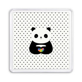 Магнит 55*55 с принтом Любовь панды в Екатеринбурге, Пластик | Размер: 65*65 мм; Размер печати: 55*55 мм | Тематика изображения на принте: animal | bear | beast | forest | heart | love | nature | panda | животное | зверь | лес | любовь | медведь | панда | природа | сердце | страсть
