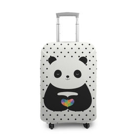 Чехол для чемодана 3D с принтом Любовь панды в Екатеринбурге, 86% полиэфир, 14% спандекс | двустороннее нанесение принта, прорези для ручек и колес | Тематика изображения на принте: animal | bear | beast | forest | heart | love | nature | panda | животное | зверь | лес | любовь | медведь | панда | природа | сердце | страсть
