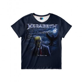 Детская футболка 3D с принтом Megadeth. The Blackest Crow в Екатеринбурге, 100% гипоаллергенный полиэфир | прямой крой, круглый вырез горловины, длина до линии бедер, чуть спущенное плечо, ткань немного тянется | Тематика изображения на принте: dave | megadeth | metal | mustaine | rattlehead | rock | thrash | vic | дейв | мастейн | мегадет | метал | рок | треш