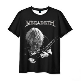 Мужская футболка 3D с принтом Dave Mustaine в Екатеринбурге, 100% полиэфир | прямой крой, круглый вырез горловины, длина до линии бедер | dave | megadeth | metal | mustaine | rattlehead | rock | thrash | vic | дейв | мастейн | мегадет | метал | рок | треш