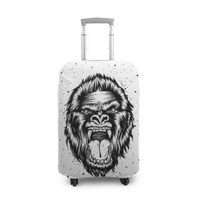Чехол для чемодана 3D с принтом Рык гориллы в Екатеринбурге, 86% полиэфир, 14% спандекс | двустороннее нанесение принта, прорези для ручек и колес | animal | beast | gorilla | head | monkey | nature | rage | roar | голова | горилла | жиивотное | зверь | обезьяна | природа | рык | ярость