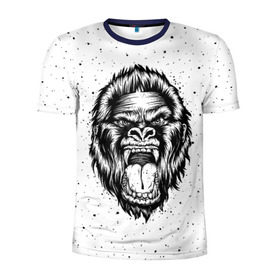 Мужская футболка 3D спортивная с принтом Рык гориллы в Екатеринбурге, 100% полиэстер с улучшенными характеристиками | приталенный силуэт, круглая горловина, широкие плечи, сужается к линии бедра | Тематика изображения на принте: animal | beast | gorilla | head | monkey | nature | rage | roar | голова | горилла | жиивотное | зверь | обезьяна | природа | рык | ярость