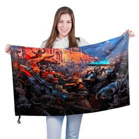 Флаг 3D с принтом Warhammer в Екатеринбурге, 100% полиэстер | плотность ткани — 95 г/м2, размер — 67 х 109 см. Принт наносится с одной стороны | blood angels | space marine | warhammer 40k | wh40k | броня | воина | воины | солдаты