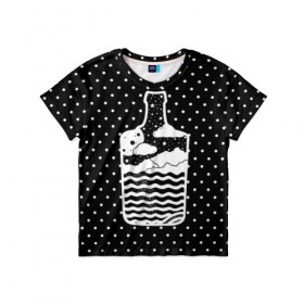 Детская футболка 3D с принтом Эликсир природы в Екатеринбурге, 100% гипоаллергенный полиэфир | прямой крой, круглый вырез горловины, длина до линии бедер, чуть спущенное плечо, ткань немного тянется | beach | bottle | drink | elixir | nature | ocean | sea | sky | бутылка | коктейль | море | напиток | небо | океан | песок | пляж | природа | эликсир