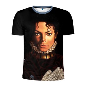 Мужская футболка 3D спортивная с принтом Король Майкл Джексон в Екатеринбурге, 100% полиэстер с улучшенными характеристиками | приталенный силуэт, круглая горловина, широкие плечи, сужается к линии бедра | king | michael jackson | pop music | король | майкл | музыка | перчатка | поп музыка