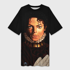Платье-футболка 3D с принтом Король Майкл Джексон в Екатеринбурге,  |  | king | michael jackson | pop music | король | майкл | музыка | перчатка | поп музыка
