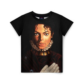 Детская футболка 3D с принтом Король Майкл Джексон в Екатеринбурге, 100% гипоаллергенный полиэфир | прямой крой, круглый вырез горловины, длина до линии бедер, чуть спущенное плечо, ткань немного тянется | king | michael jackson | pop music | король | майкл | музыка | перчатка | поп музыка