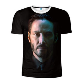 Мужская футболка 3D спортивная с принтом Киану Ривз Keanu Reeves в Екатеринбурге, 100% полиэстер с улучшенными характеристиками | приталенный силуэт, круглая горловина, широкие плечи, сужается к линии бедра | киану ривз keanu reeves