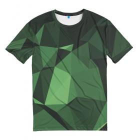 Мужская футболка 3D с принтом Абстракция в Екатеринбурге, 100% полиэфир | прямой крой, круглый вырез горловины, длина до линии бедер | геометрия | зелёный