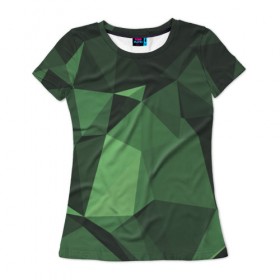 Женская футболка 3D с принтом Абстракция в Екатеринбурге, 100% полиэфир ( синтетическое хлопкоподобное полотно) | прямой крой, круглый вырез горловины, длина до линии бедер | геометрия | зелёный