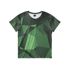 Детская футболка 3D с принтом Абстракция в Екатеринбурге, 100% гипоаллергенный полиэфир | прямой крой, круглый вырез горловины, длина до линии бедер, чуть спущенное плечо, ткань немного тянется | геометрия | зелёный