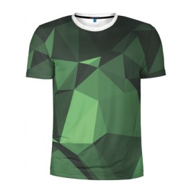 Мужская футболка 3D спортивная с принтом Абстракция в Екатеринбурге, 100% полиэстер с улучшенными характеристиками | приталенный силуэт, круглая горловина, широкие плечи, сужается к линии бедра | Тематика изображения на принте: геометрия | зелёный