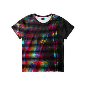 Детская футболка 3D с принтом neon-abstract в Екатеринбурге, 100% гипоаллергенный полиэфир | прямой крой, круглый вырез горловины, длина до линии бедер, чуть спущенное плечо, ткань немного тянется | Тематика изображения на принте: пиксельный
