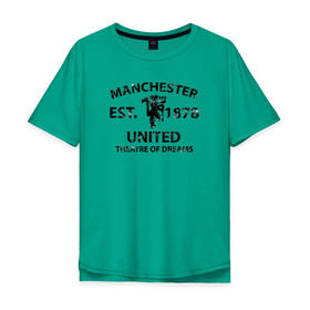 Мужская футболка хлопок Oversize с принтом Manchester United - Est.1878 (Чёрный) в Екатеринбурге, 100% хлопок | свободный крой, круглый ворот, “спинка” длиннее передней части | manchester united | манчестер юнайтед | футбол