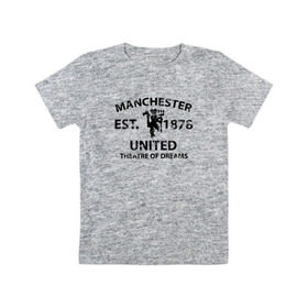 Детская футболка хлопок с принтом Manchester United - Est.1878 (Чёрный) в Екатеринбурге, 100% хлопок | круглый вырез горловины, полуприлегающий силуэт, длина до линии бедер | Тематика изображения на принте: manchester united | манчестер юнайтед | футбол