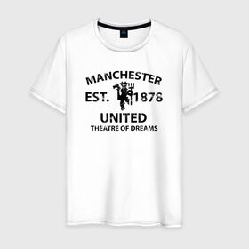 Мужская футболка хлопок с принтом Manchester United - Est.1878 (Чёрный) в Екатеринбурге, 100% хлопок | прямой крой, круглый вырез горловины, длина до линии бедер, слегка спущенное плечо. | manchester united | манчестер юнайтед | футбол