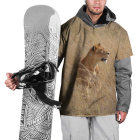 Накидка на куртку 3D с принтом Львица в траве в Екатеринбурге, 100% полиэстер |  | амурский | животные | киса | кот | котенок | кошка | лев | львица | пума | рысь | серый | тигр | хищник