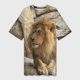 Платье-футболка 3D с принтом Лев в Екатеринбурге,  |  | амурский | животные | киса | кот | котенок | кошка | лев | львица | пума | рысь | серый | тигр | хищник