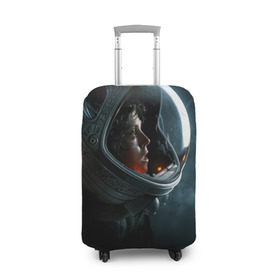 Чехол для чемодана 3D с принтом Девушка космонавт в Екатеринбурге, 86% полиэфир, 14% спандекс | двустороннее нанесение принта, прорези для ручек и колес | Тематика изображения на принте: alien | космос | рипли | скафандр | чужой