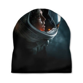Шапка 3D с принтом Девушка космонавт в Екатеринбурге, 100% полиэстер | универсальный размер, печать по всей поверхности изделия | alien | космос | рипли | скафандр | чужой
