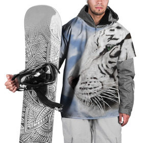 Накидка на куртку 3D с принтом Белый тигр в Екатеринбурге, 100% полиэстер |  | 