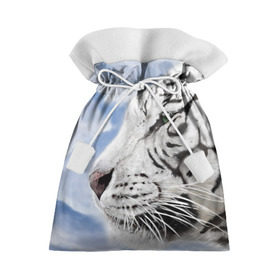 Подарочный 3D мешок с принтом Белый тигр в Екатеринбурге, 100% полиэстер | Размер: 29*39 см | Тематика изображения на принте: 