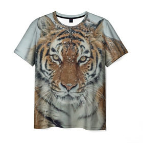 Мужская футболка 3D с принтом Тигр в Екатеринбурге, 100% полиэфир | прямой крой, круглый вырез горловины, длина до линии бедер | амурский | животные | зверь | киса | кот | котенок | кошка | тигр | хищник