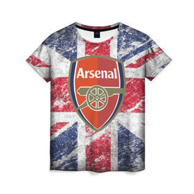 Женская футболка 3D с принтом British Arsenal в Екатеринбурге, 100% полиэфир ( синтетическое хлопкоподобное полотно) | прямой крой, круглый вырез горловины, длина до линии бедер | арсена | британский флаг | эмблема