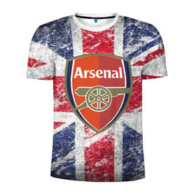 Мужская футболка 3D спортивная с принтом British Arsenal в Екатеринбурге, 100% полиэстер с улучшенными характеристиками | приталенный силуэт, круглая горловина, широкие плечи, сужается к линии бедра | арсена | британский флаг | эмблема
