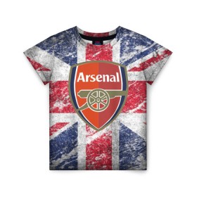 Детская футболка 3D с принтом British Arsenal в Екатеринбурге, 100% гипоаллергенный полиэфир | прямой крой, круглый вырез горловины, длина до линии бедер, чуть спущенное плечо, ткань немного тянется | арсена | британский флаг | эмблема
