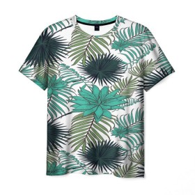 Мужская футболка 3D с принтом Tropical в Екатеринбурге, 100% полиэфир | прямой крой, круглый вырез горловины, длина до линии бедер | flower | тропики | тропический | цветы