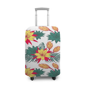 Чехол для чемодана 3D с принтом Tropical Pattern в Екатеринбурге, 86% полиэфир, 14% спандекс | двустороннее нанесение принта, прорези для ручек и колес | flower | поле | тропики | тропический | цветочки | цветы