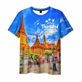 Мужская футболка 3D с принтом Таиланд в Екатеринбурге, 100% полиэфир | прямой крой, круглый вырез горловины, длина до линии бедер | architecture | bangkok | clouds | landmark | people | sky | temple of the emerald buddha | thailand | tourism | архитектура | бангкок | достопримечательность | люди | небо | облака | таиланд | туризм | храм изумрудного будды