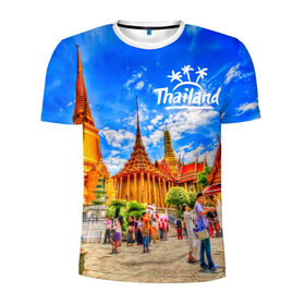 Мужская футболка 3D спортивная с принтом Таиланд в Екатеринбурге, 100% полиэстер с улучшенными характеристиками | приталенный силуэт, круглая горловина, широкие плечи, сужается к линии бедра | architecture | bangkok | clouds | landmark | people | sky | temple of the emerald buddha | thailand | tourism | архитектура | бангкок | достопримечательность | люди | небо | облака | таиланд | туризм | храм изумрудного будды