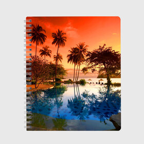 Тетрадь с принтом Таиланд в Екатеринбурге, 100% бумага | 48 листов, плотность листов — 60 г/м2, плотность картонной обложки — 250 г/м2. Листы скреплены сбоку удобной пружинной спиралью. Уголки страниц и обложки скругленные. Цвет линий — светло-серый
 | Тематика изображения на принте: beach | clouds | hiking | sea | sky | sunset | swimming pool | thailand | бассейн | закат | море | небо | облака | пляж | таиланд | туризм