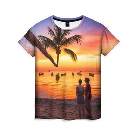 Женская футболка 3D с принтом Таиланд в Екатеринбурге, 100% полиэфир ( синтетическое хлопкоподобное полотно) | прямой крой, круглый вырез горловины, длина до линии бедер | beach | clouds | love | palm tree | people | sea | sky | sunset | thailand | tourism | закат | любовь | люди | море | небо | облака | пальма | пляж | таиланд | туризм