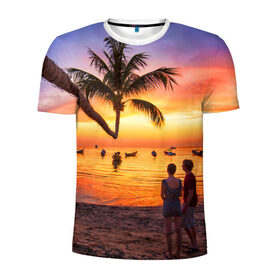 Мужская футболка 3D спортивная с принтом Таиланд в Екатеринбурге, 100% полиэстер с улучшенными характеристиками | приталенный силуэт, круглая горловина, широкие плечи, сужается к линии бедра | beach | clouds | love | palm tree | people | sea | sky | sunset | thailand | tourism | закат | любовь | люди | море | небо | облака | пальма | пляж | таиланд | туризм