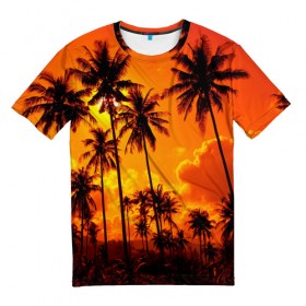 Мужская футболка 3D с принтом Таиланд в Екатеринбурге, 100% полиэфир | прямой крой, круглый вырез горловины, длина до линии бедер | clouds | nature | palms | sky | sunset | thailand | tourism | закат | небо | облака | пальмы | природа | таиланд | туризм