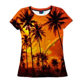 Женская футболка 3D с принтом Таиланд в Екатеринбурге, 100% полиэфир ( синтетическое хлопкоподобное полотно) | прямой крой, круглый вырез горловины, длина до линии бедер | clouds | nature | palms | sky | sunset | thailand | tourism | закат | небо | облака | пальмы | природа | таиланд | туризм