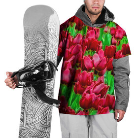 Накидка на куртку 3D с принтом Поле цветов в Екатеринбурге, 100% полиэстер |  | Тематика изображения на принте: flower | весна | красные | цветочки | цветы