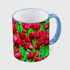 Кружка 3D с принтом Поле цветов в Екатеринбурге, керамика | ёмкость 330 мл | Тематика изображения на принте: flower | весна | красные | цветочки | цветы
