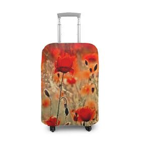 Чехол для чемодана 3D с принтом Маковое поле в Екатеринбурге, 86% полиэфир, 14% спандекс | двустороннее нанесение принта, прорези для ручек и колес | flower | красные | лето | поле | полевой цветок | цветочки | цветы
