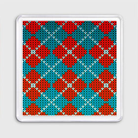 Магнит 55*55 с принтом Knitting pattern в Екатеринбурге, Пластик | Размер: 65*65 мм; Размер печати: 55*55 мм | вязаный | рождество | свитер | текстура
